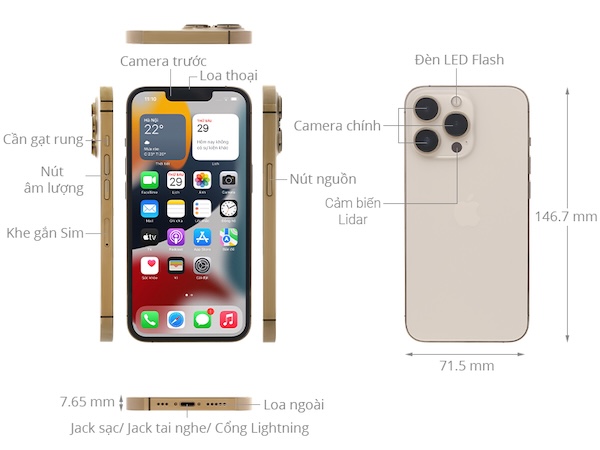 iPhone 13 Pro 512GB Camera trước 12MP chất lượng cao