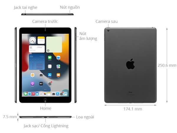 iPad Gen 9 64GB Thiết kế quen thuộc, chắc chắn và dễ sử dụng